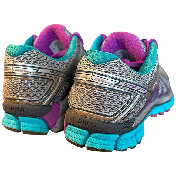 Brooks Adrenaline GTS 17 Running Shoes Womens US 7 B Silver Purple Teal- Read - Picture 3 of 11